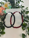 Set 2 Bracelets Perles de Verre – Noir & Bordeaux