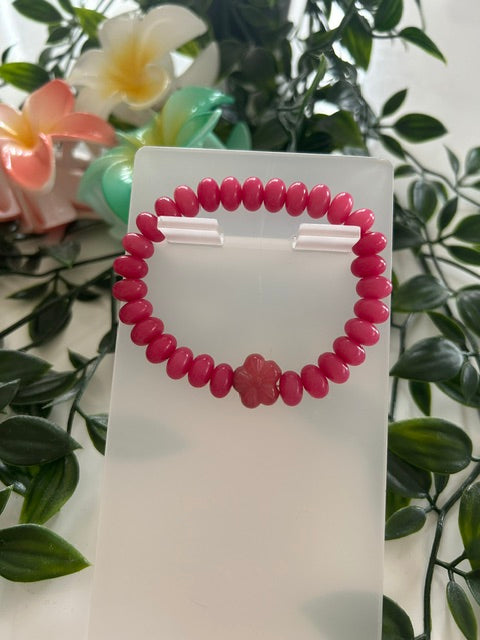 Bracelet Perles Fuchsia – Charm Fleur BODHI