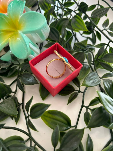 Bague Dorée Pierre Turquoise – Acier Inoxydable Ajustable