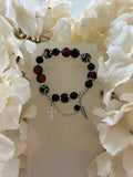 Bracelet Perles Bordeaux – Verre & Pierre Naturelle