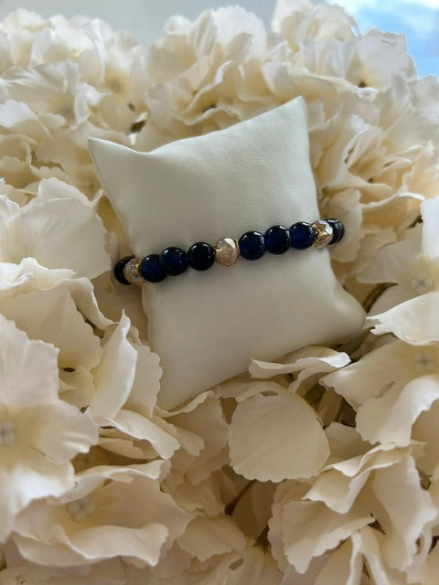 Bracelet Perles Bleu Nuit – Verre & Cristal