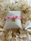 Bracelet Perles Rose – Pierre Naturelle & Cristal – Breloque Papillon