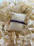 Bracelet Perles Verre Craquelé Violet & Cristal Violet Foncé