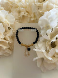 Bracelet Perles Pierre Naturelle Bleu Nuit – Breloque & Chaîne Dorée
