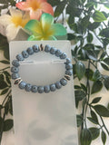 Bracelet Perles BODHI Bleu-Gris à Pois – Séparateurs Argentés